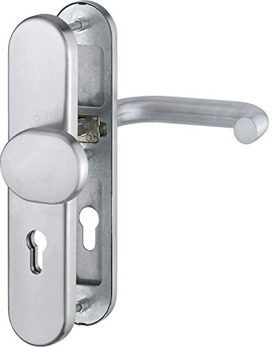 Hoppe Paris – Juego de seguridad Cambio – A Placa Larga pz72, grosor de la puerta 42 – 47 mm, sin protección de cilindros, acero inoxidable mate, 1 pieza, 3664099