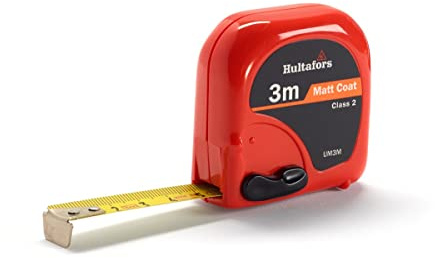 Bandmaß 3m von Hultafors I Stahlmaßband mit Endhaken und metrischer Skala I 16mm Breite I EU Klasse II I Made in EU I 369003