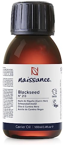 Naissance Cold Pressed Black Seed Oil (No. 213) - 100ml - (Cumin Seed, Nigella Sativa) - Natural, Unrefined, Vegan - for Skin, Face, Nails, Body, Hair, Growth, Shampoo, Massage