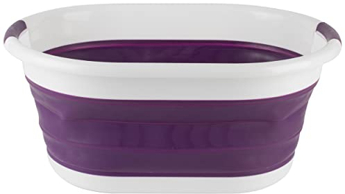 Beldray LA034816PUR Collapsible Laundry Basket - Foldable Clothes Basket, 37 L Washing Tub, Large Collapsible Laundry Bin with Carry Handles, Pop Up Laundry Hamper, Ideal for Camping/Festivals, Purple