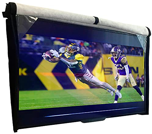 Outdoor TV Cover 30-32 inch - WITH FRONT FLAP - Weatherproof, Waterproof protection, Soft Interior, With Bottom cover - Black