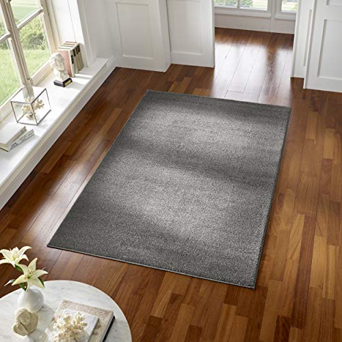 Taracarpet Teppich Kurzflor modern für Wohnzimmer Schlafzimmer und das Kinderzimmer super weich und Öko Tex Zertifiziert dunkelgrau 120x170 cm
