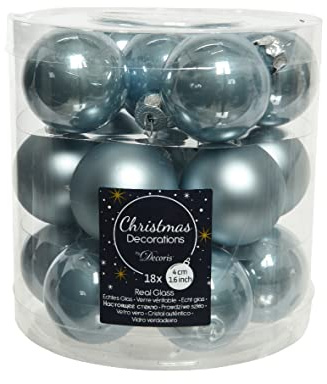 Weihnachtskugeln Glas 4cm x 18 Stück kleine Christbaumkugeln hellblau Nebelblau