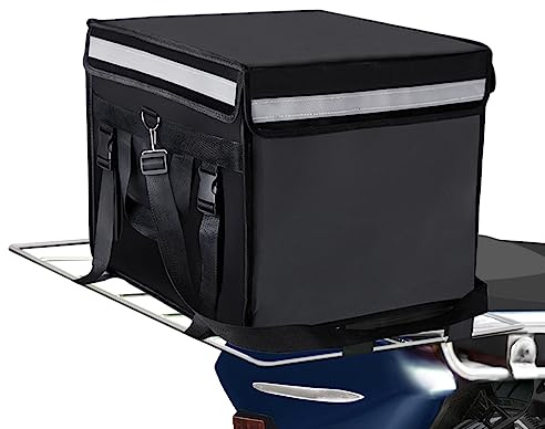 TooCust Large Insulated Food Delivery Bag with Fixed Base and Internal Frame, XL-18.1x13.8x13.8, Commercial Pizza Delivery Bag w/Divider, Waterproof & Foldable Catering Bag Food Deliveries, Black