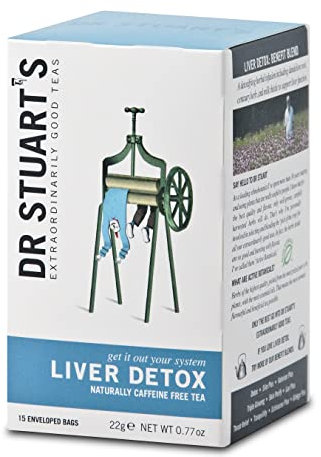 Dr Stuarts Tisane détox pour le foie 15 sachets (paquet de 4) - Fabriqué dans une usine neutre en carbone - Queens Award For Enterprise