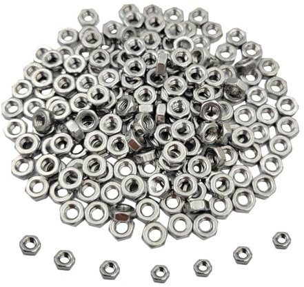 100pcs M3-0.5 Hex Nut Stainless Steel 304(18-8) Metric Hexagon Nut for Bolts, Bright Finish, Full Thread (M3)