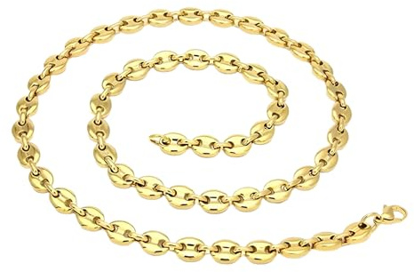 925 Sterling Silver Bean Necklace For Men Women, 14K Yellow Gold 5mm Coffee Bean Chain Necklaces Pig Nose Chains Bracelets Punk Hip Hop Jewelry Handmade Necklace, Coffee Bean Necklace For Women Men,