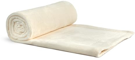 Emma Barclay Snug Flannel Fleece Blanket – Super Soft Throw (Cream, 140x180)