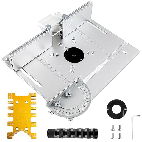 4 Pièces Table de Fraisage Kit, Plaque D'insertion Défonceuse Aluminium, Défonceuse Sur Table avec Échelle Claire, Defonceuse a Bois Sur Table, pour Charpenterie (1)