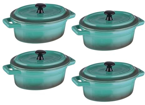 BUTLERS Mini-Auflaufform oval aus Keramik | kleine Auflaufform mit Deckel | backofenfest | auch als Soufflé Förmchen und Tapas-Schalenset geeignet