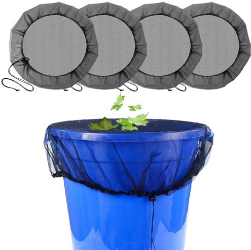 YOUYIKE 4 Stück Regentonnen Netz, 95cm Faltbare Regentonne, mit Zugband, Deckel Regentonne, Regentonnennetz, Stechmückenfrei Regentonne, Regentonnen Verbindungsset, Gegen Mückenlarven in Regentonne