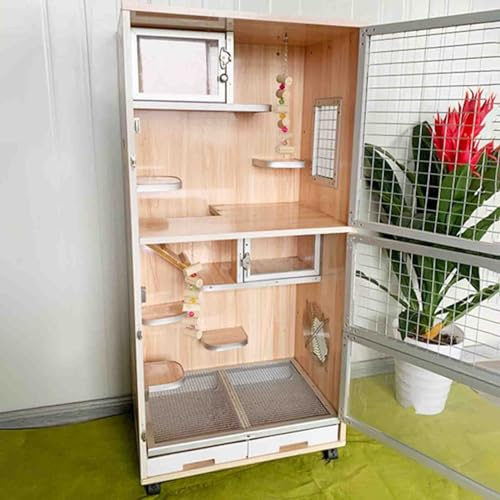Rattenkäfig, Kleintierkäfig, Meerschweinchenkäfig, großer Nagerkäfig, rollender Chinchilla-Käfig mit 2 Vordertüren, Futternapf und Flasche für Frettchen/Chinchilla/Kaninchen/Nagetiere/Eichhörnchen (60