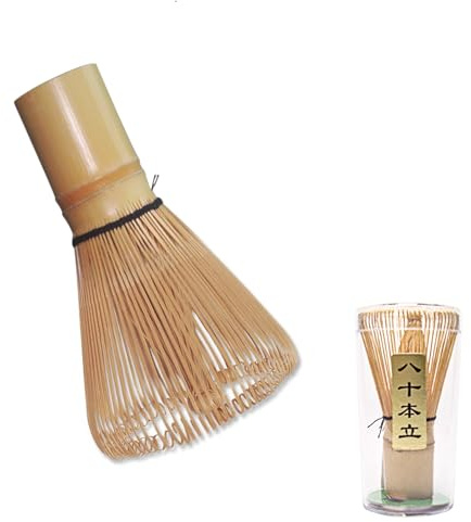 Batidor de té de bambú, tradicional Chasen, la ceremonia del té japonesa para el polvo de matcha la ceremonia japonesa del té - Matcha Whisk, batidor de bambú disponible con cerdas de escoba, 80