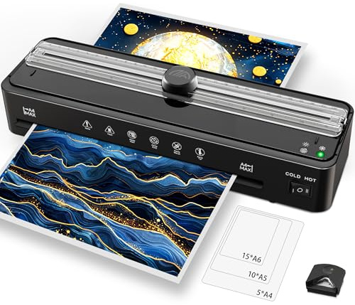 A4 Laminator Machine with 30 Laminating Sheets, Cold & Thermal Laminator with Paper Cutter & Corner Rounder, Fast Warm-up & No Bubbles Laminating Machine for Home, Office & School Use