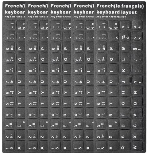 NIANOPKM 5 pcs Autocollants pour clavier français autocollants de remplacement des lettres du clavier français pour ordinateurs portables