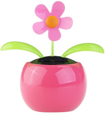 Pink Solar Dancing Sun Flower Automotive Ornament Solar Powered Dancing Sun Flower in Colorful Pots Swinging Animated Bobblehead Dancer Window Sun Catcher Car Dashboard Decor Solar Power Kits