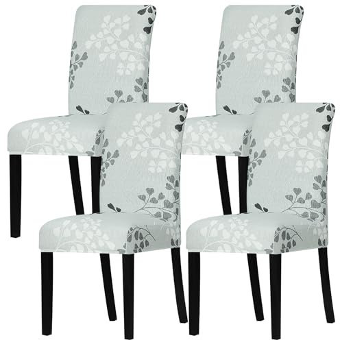Leorate Chair Covers for Dining Room - Stretch Printed Spandex Fabric Chair Slipcovers Washable Removable Seats Slipcovers,for Kitchen,Dining Room,Wedding Decor,Hotel,Restaurant (125899, Pack of 4)