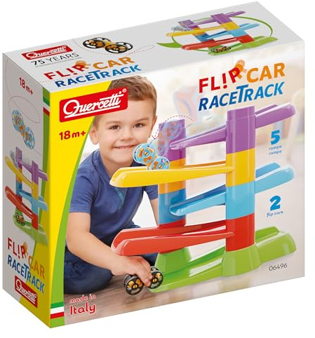 Quercetti 6496 Flip Car Race Track, Bana med bilar som välter för barn