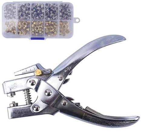 Luabue Ösenzange Set Lochzangen mit 300 Kupfer-Ösen (Innen Ø 5mm) Ösenzange Papier Ösen Werkzeug für Leder Karte Stoffe und Kleidung DIY-Projekte