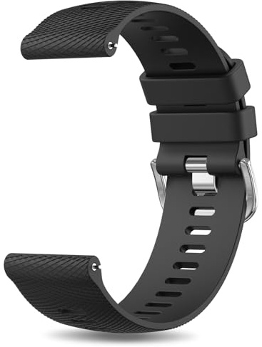 YLK 22mm Bracelet de Montre en Silicone, Souple Bracelet de Replacement en Dégagement Rapide avec Boucle en Même Couleur Homme Femme 22mm, Noir