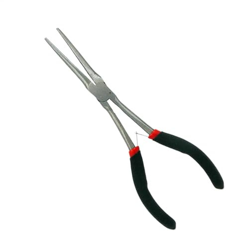 Pince à bec long à longue portée, pince à long bec, petite pince à grande portée, pince à bijoux pour les espaces étroits, pince à bec long à ressort, pince coudée droite de 15,2 cm
