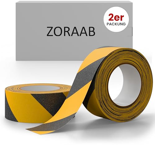Premium 2 Rollen von 5mm x10m Antirutsch Klebeband Gelb Schwarz Rutschfestes Grip Fürenstufen Holztreppen Outdoor Fluoreszierendes Antirutschmatte reflektierendes Design auch als Absperrband Stark
