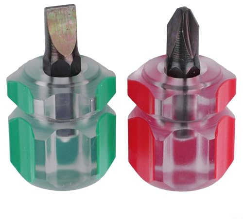 2 cacciaviti a testa piatta e a croce efficienti per riparazioni domestiche, progettati per spazi ristretti, acciaio al cromo vanadio