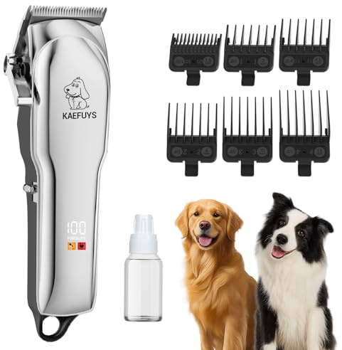 Cortapelos Profesional para Perros y Gatos – Máquina de Afeitar Mascotas Inalámbrica, Recargable, Kit Completo de Peluquería Canina para Pelo Grueso