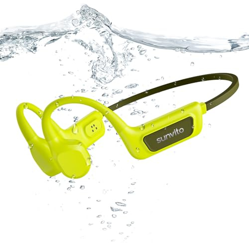 sunvito Auriculares de conducción ósea para natación, Auriculares inalámbricos Impermeables IPX8, Auriculares Deportivos Abiertos Bluetooth 5.4, MP3 Integrado de 8GB, Adecuados para Ciclismo - Verde
