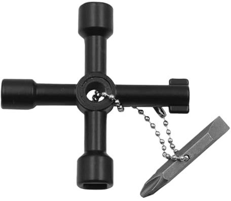 Clé de plombier – Clé dynamométrique multifonction de 7,2 x 7,2 cm, outil en d'électricien, outil de valve d'armoire, clé de compteur d'ascenseur | Clé universelle à 4 voies pour les tâches