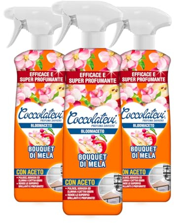 COCCOLATEVI BloomAceto Bouquet di Mela, Confezione da 3 x 750 ml, Detergente Anticalcare Naturale all'Aceto, Ideale per Superfici Brillanti e Senza Aloni
