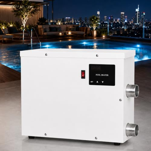 5.5kw/9kw/11kw/15kw 220v/380v Rostfri Elektrisk Spa-Poolvärmare, Digital Pekskärms Termostat, Vattenvärmare Med Flera Effektalternativ Lämplig För Nedgrävda Och Ovanmarkspooler 6kw