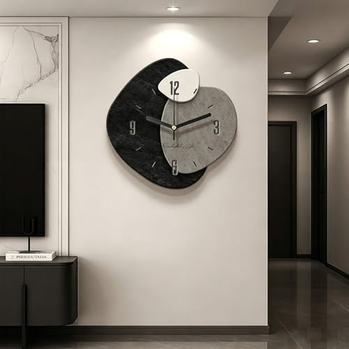 3D-väggdekor i sandsten med klocka, snygg och kreativ sandstenstexturdekor, enkel att installera, modern väggkonst för lobby, vardagsrum, sovrum (B 50 * 50 cm/19,7 * 19,7 tum)