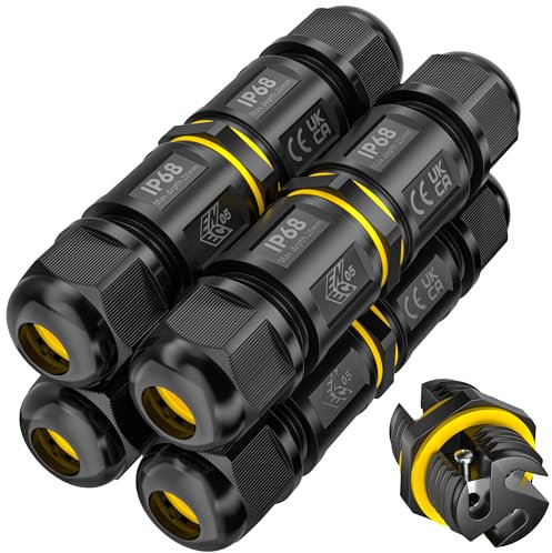 Waterproof Junction Box Outdoor Cable Connectors IP68 Connector External Sleeve Coupler, 2-Way Outdoor Extension Electrical Cable Protector SOMELINE® Connectors Cable Diameter Ø 5mm-9mm (Pack of 4)