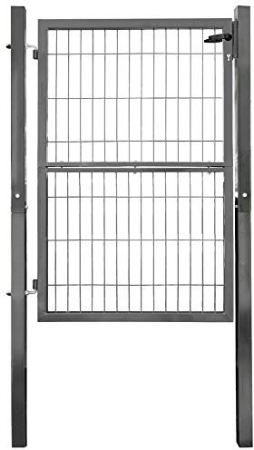 V2Aox Gartentor Gartentür Zauntür Zauntor Gartenpforte Quadratrohr Anthrazit Grün mit Schloss, Farbe/Türhöhe:Anthrazit / 140 cm