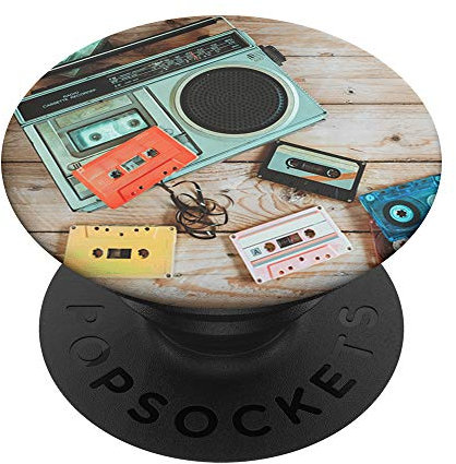 Retro Boombox Ghetto Blaster Cassette 80s Art Design PopSockets PopGrip Intercambiabile