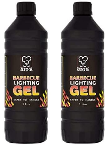 Topline Pack of 2 Big K Barbeque Firelighter Odourless Gel - BBQs, Firepits- Fires & Log Burners - Camping Grill - Bonfire - Ethanol Burners- 1000ml With Unique Card.