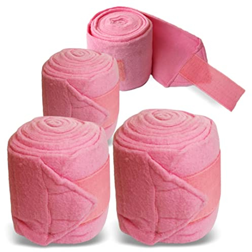 Vendas para caballo de forro polar con cierre – Vendas de forro polar caballo en juego de 4 unidades con práctica bolsa de almacenamiento (Shetland Pony (Shetty), rosa)