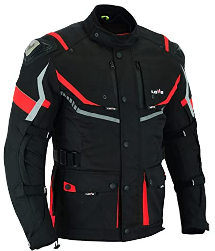 LOVO Veste moto tricouche 4 saisons pour homme avec protections – Conçue pour les motovoyageurs qui recherchent confort et sécurité – Utilisation en été, hiver et climats changeants, Couleur noire