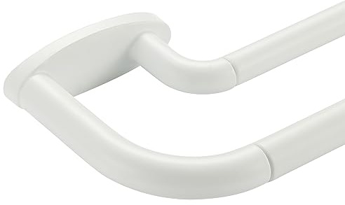 Barras de cortina dobles, blanco mate, para oscurecimiento, 122 - 213 cm, ajustable, barra delantera de 2 cm y trasera de 1,5 cm, barra de metal negra de calidad para ventana, diseño envolvente