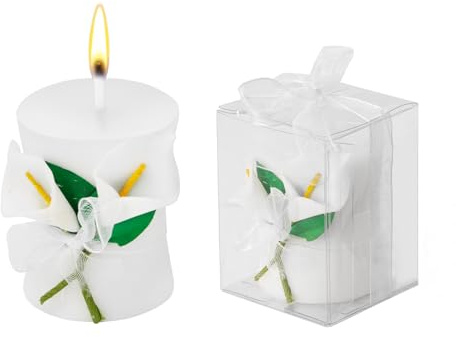 Confezione da 30 candele per bomboniere nuziali, candele in stile calla giglio per matrimoni, in confezione regalo con biglietti di ringraziamento, regali di ritorno per ospiti, ricordi omaggi (stile