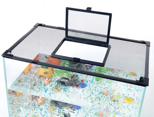 RODENET Copertura magnetica per acquario, copertura in rete tagliata a qualsiasi dimensione, trasparente, anti-salto, con finestra di alimentazione (99 x 48 cm)