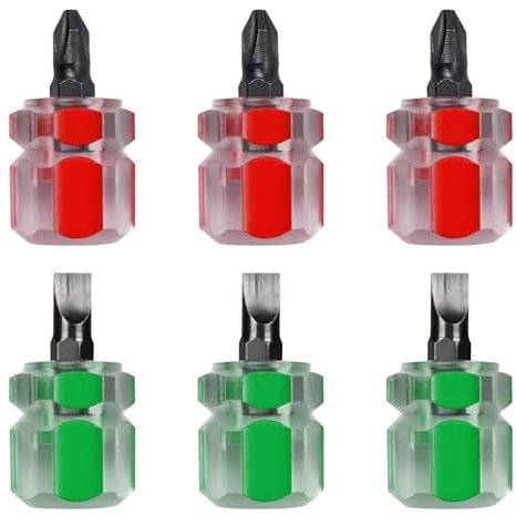 Mini Destornillador De 6 Piezas, Destornillador De Mango Corto, Destornillador Para Máquina De Coser, Destornillador Phillips Corto, Destornillador Ranurado, Destornillador De Bolsillo (Verde, Rojo)