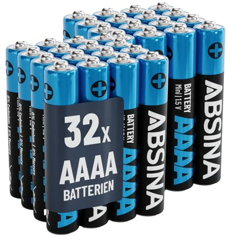 ABSINA 32x Batterien AAAA für Surface Pen, Tablet Stift und vieles mehr - AAAA Batterie 1,5V Alkaline - Mini Batterien LR61 E96