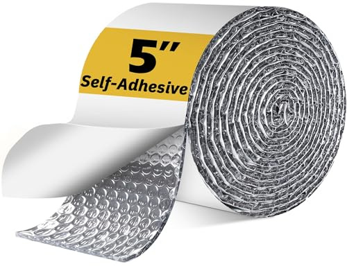 Double Bubble Reflective Foil Insulation Tape, Self-Adhesive Ac Pipe Insulation Wrap for AC Hose, HVAC Duct, Exhaust Hose, Bubble Wrap Insulation for Weatherproof Attics, Windows, Garages -5 inch