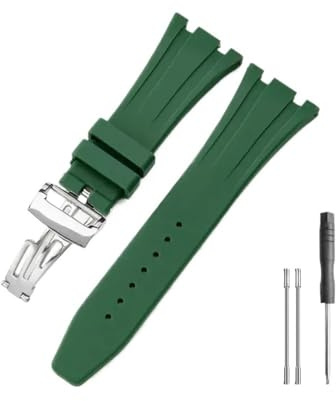 LMPVPDGADZ Bracelet de montre en caoutchouc et Silicone, 27mm, adapté for Seiko Ap Royal Oak 15400/26331/15500, en orange, vert et bleu(Army Green-Steel-Z1)
