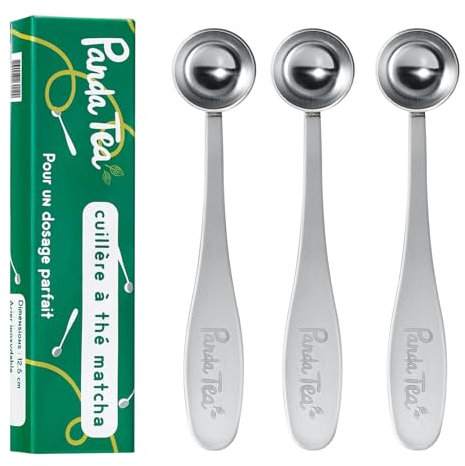Panda Tea - Cuillère à Matcha en Inox - Cuillere Doseuse à Thé - Dose Précise de 1 Gramme - Acier inoxydable 18/10 - Qualité Supérieure