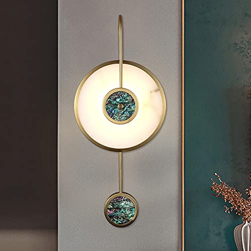 Applique da Parete per Camera da Letto, Illuminazione contemporanea in Marmo con Supporto in Vetro Satinato, Decorazione postmoderna per Interni - Lanterna con Bordo a D,