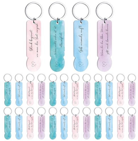 Hestya 24 Stück Acryl Inspirierend Einkaufschip Schlüsselanhänger Ermutigende Sprüche Abziehbar Einkaufschip Schlüsselanhänger zum Zerlegen von Einkaufswagen für Schüler Lehrer Beste Freundin