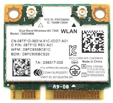 HighZer0 Electronics Wireless-AC 7260 halvt PCIe-nätverkskort | 867 Mbps med Bluetooth 4.0-stöd | HMC WLAN 7260 reservdel. HMWG 7260HMW Wi-Fi-kort